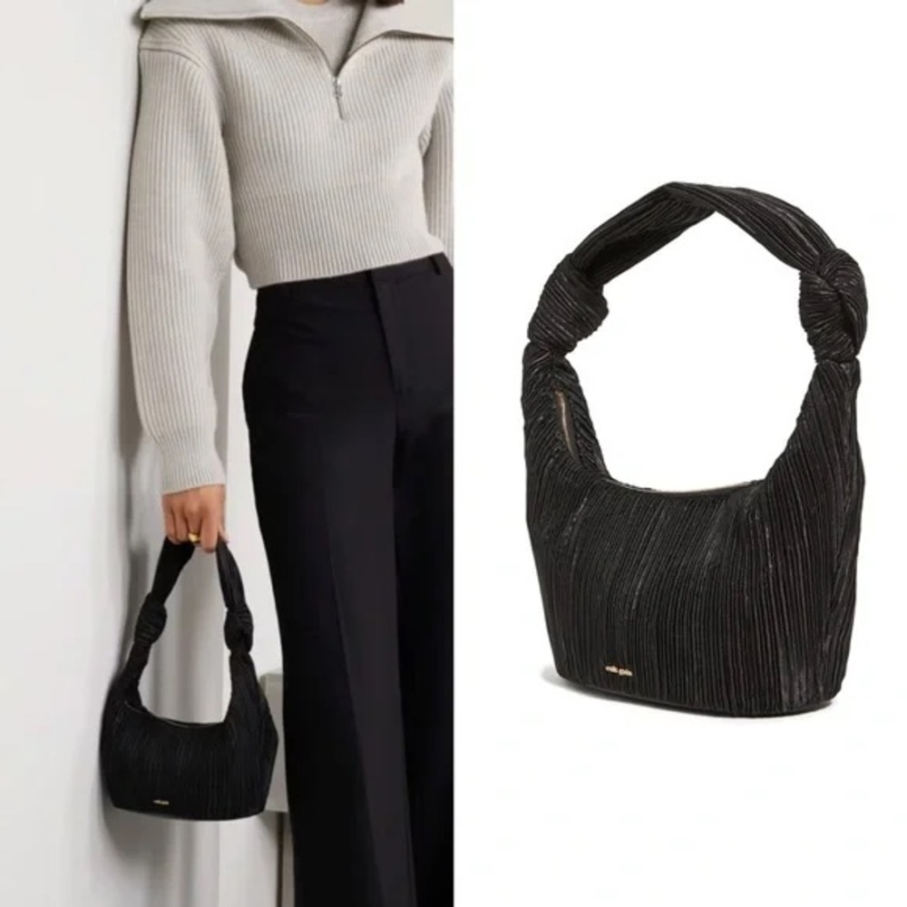 Cult Gaia Mina Knotted Satin Pleated Shoulder Bag NWT Net-A-Porter - Picture 8 of 9